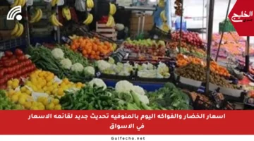 أسعار الخضار والفواكه اليوم بالمنوفية تحديث جديد لقائمة الأسعار في الأسواق